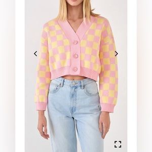 English Factory checkered cardigan NWOT